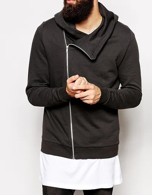 zip up hoodie with asymmetric zip plain black zipped hoodie xxl