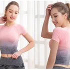 Breathable Women Jacquard 2019 Fashion Women Jacquard Seamless New Design Women Workout Yoga T Shirt Crop Gym Top