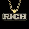 Jewelry gold plated RICH letter pendant Hip hop inlaid AAA CZ RICH pendant Wholesale Gift RICH the Rap of China pendant