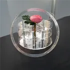 Luxury clear plastic flower box waterproof acrylic round flower box with lid