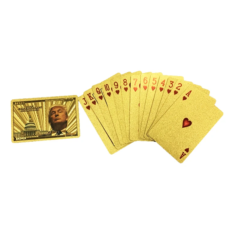 

Gold foil Trump design playing cards American president Trump poker Custom made gold plated trump cards