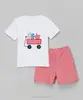 2018 kids clothing set white smocked t shirt & red gingham short sets children boy 4th of july boutique outfits