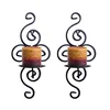 Decorative black wall hanging art iron votives candle holder metal wall candle sconce for wedding decor