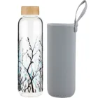 Printed Borosilicate Glass Water Bottle With Bamboo Lid