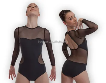 girls long sleeve black leotard