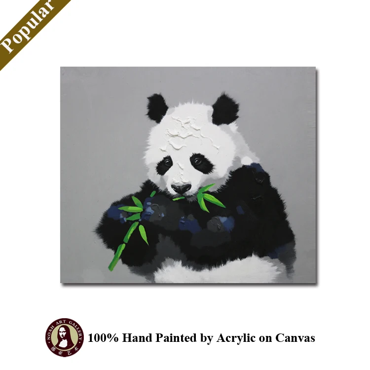 Popular Modern Art Cute Panda Canvas Oil Painting Animal Bedroom Wall Decor Photos Buy Canvas Oil Painting Oil Painting Animal Wall Decor Product On