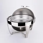 6.0L stainless steel roll top chafer chafing dish round buffet stove food warmer for catering