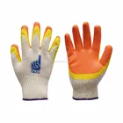 Low price Latex coated two color work gloves, cotton lined latex gloves
