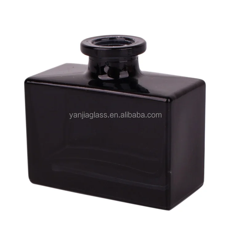 Luxury square matte black Glass Bottle For Aroma Reed Diffuser