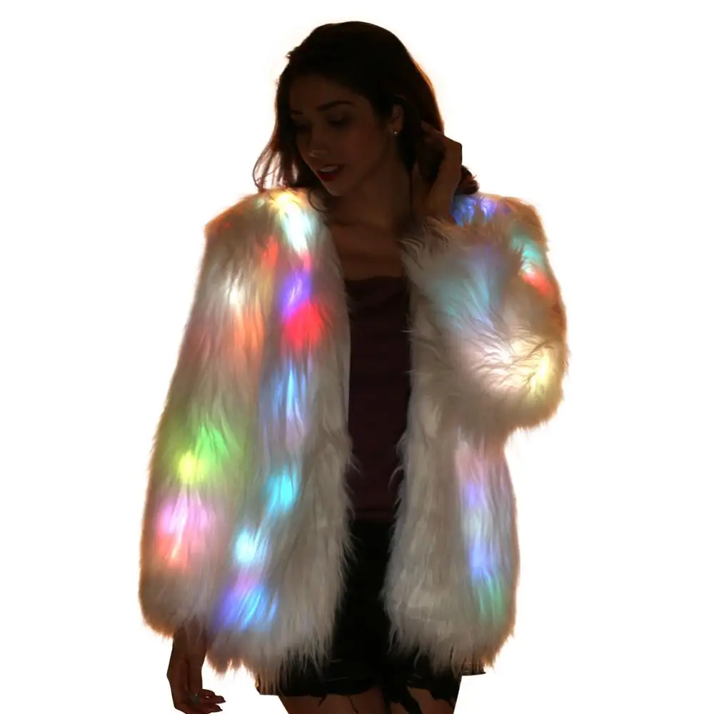 Unisex Winter Glow In The Dark Carnival Festival Clothing White Faux Fur Led Light Jacket For Men And Women
Unisex Winter Glow In The Dark Carnival Festival Clothing White Faux Fur Led Light Jacket For Men And Women