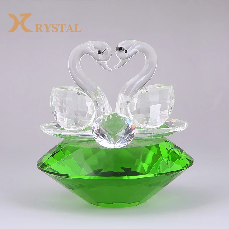 2019 decorative crystal glass animal sculpture swan for wedding
