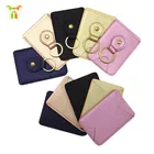 2019 New Design Leather Cell Phone Stick on Wallet Card Holder Phone Pocket with Ring