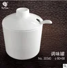 White melamine sugar pot with lid