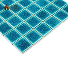 Latest Design 48x48mm Peacock Blue Double Layer Ice Cracked Effect Ceramic Porcelain Mosaic Tile for Swimming Pool