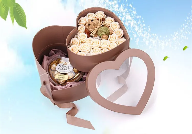 Customized Heart Shape Rose Flower Paper Box for Packaging.jpg