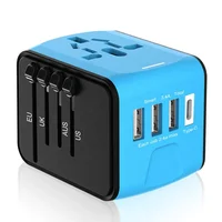 

4USB Port Universal Travel Adapter with EU AU US UK Plug Multi 4USB ports All in one Type C Power Adapter Socket