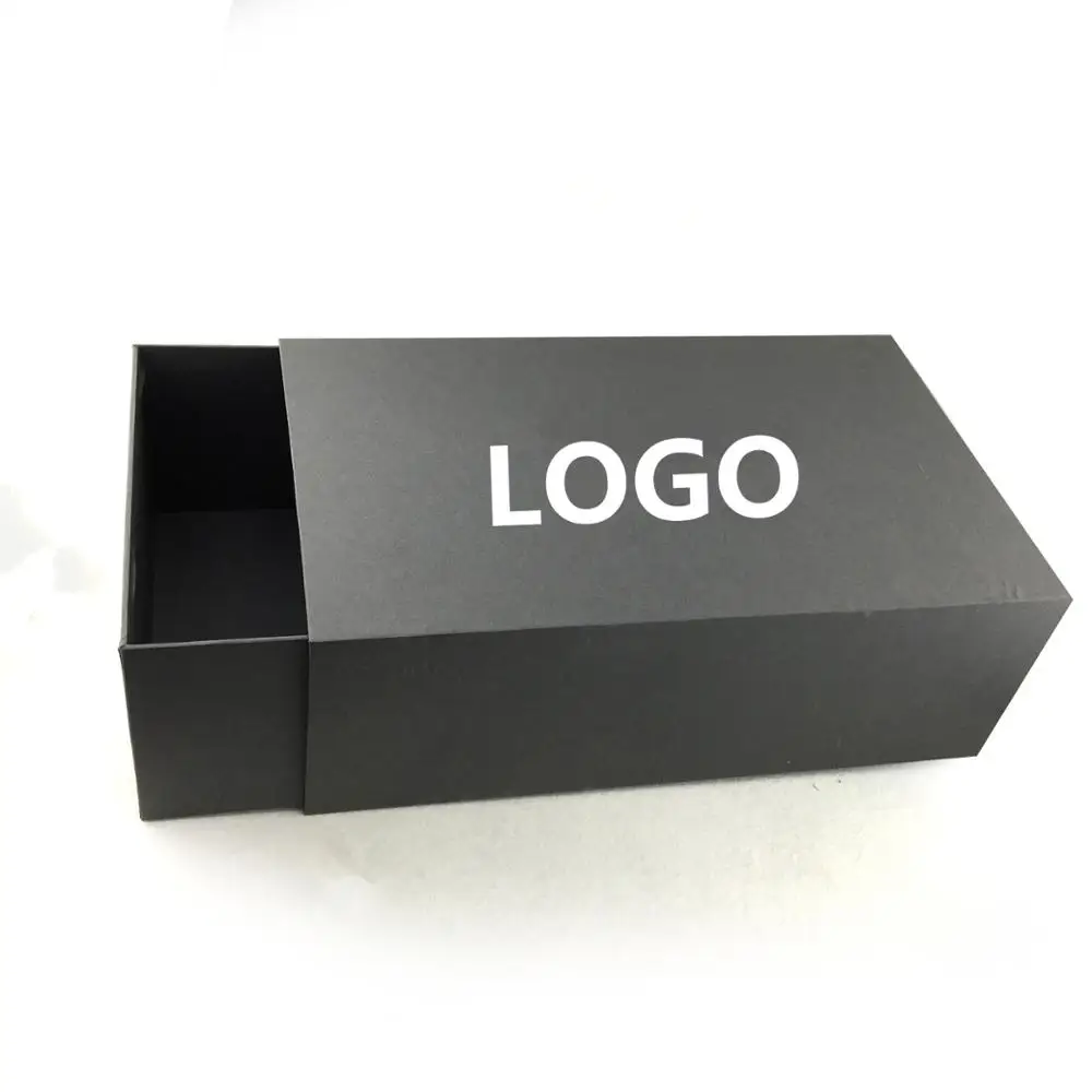 Custom handmade black paper cardboard shoes boxes drawer box for luxury gift packaging