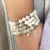SN1429 Natural Matte Amazonite Stone Beaded Bracelet With DIY Charms "Love" "Hope" Wrists 26 Letters Charm Bracelet Gift