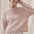 Harristina ribbed comfy name brand womens pink slouch sweater