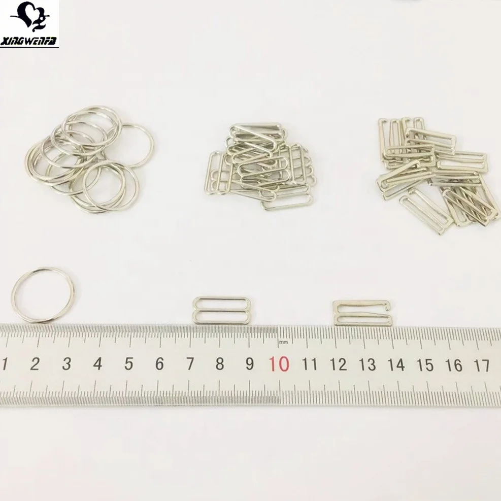 18mm Silver zinc alloy metal lingerie buckle bra strap adjuster rings sliders and hook