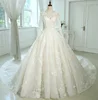 2018 Popular Designer Western Style 3D Beaded Flower Lace Bridal Gowns A Line 100% Real Image Long Sleeve Wedding Dresses