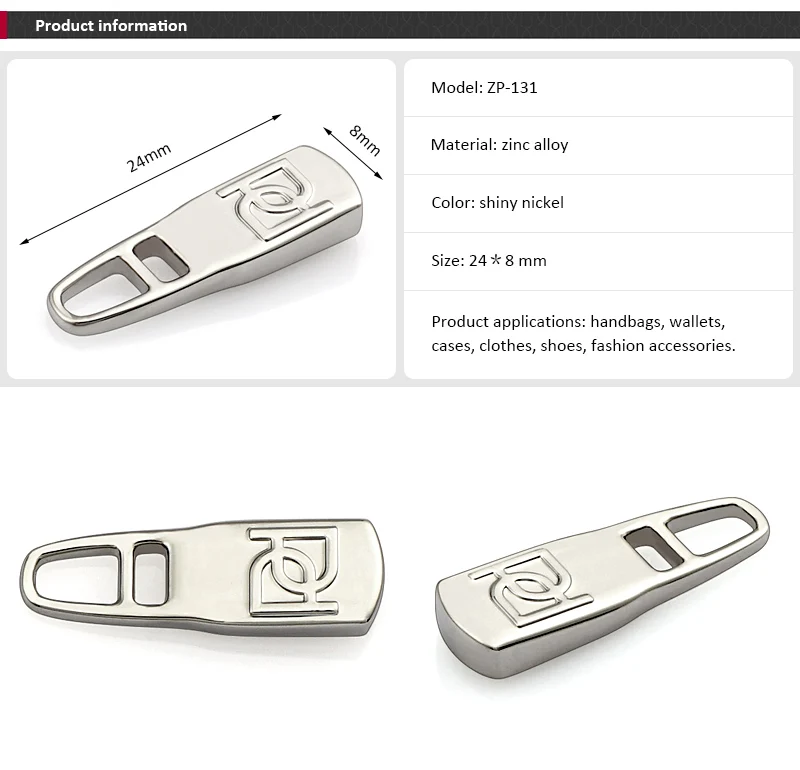Metal Zipper Puller For Wallet