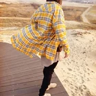 Plaid Shirt Plaid Plaid Shirt New Style Yellow Men Casual Flannel Plaid Shirt