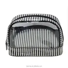 PVC Leather Cosmetic bags wholesale makeup pouch cosmetic bag 3 set organize Pink stripe printed custom cosmetic bag