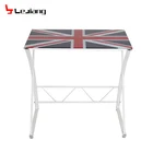 Portable laptop desk with metal leg office glass computer desk