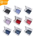 Cheap Custom Strip Fashion Style Ready Polyester Neckties Mens Ties Set Box