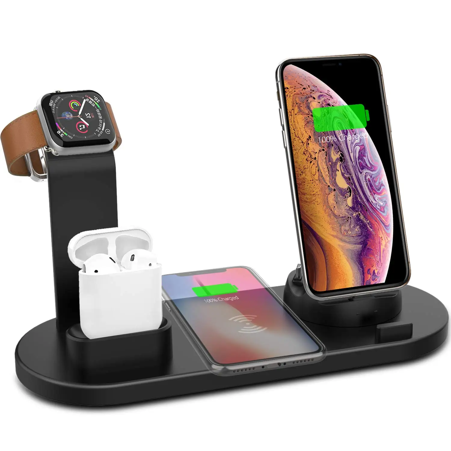 Wireless Charger Stand 6 in 1 Wireless Charging Station for iPhone Xr/Xs/Xs Max/X/8/8Plus/Apple iWatch/AirPod, Black
Wireless Charger Stand 6 in 1 Wireless Charging Station for iPhone Xr/Xs/Xs Max/X/8/8Plus/Apple iWatch/AirPod, Black