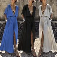 2019 Fashion Plus Size Short Sleeve Dress Lady Deep V-neck Casual Party Wear Personalized Dress With Pocket
2019 Fashion Plus Size Short Sleeve Dress Lady Deep V-neck Casual Party Wear Personalized Dress With Pocket