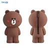 3D Cute Cartoon stand up Brown bear Stationery Box Pen Case Zipper Bag kids gift Hand-held Wallet Silicone Pencil Bag for Girls