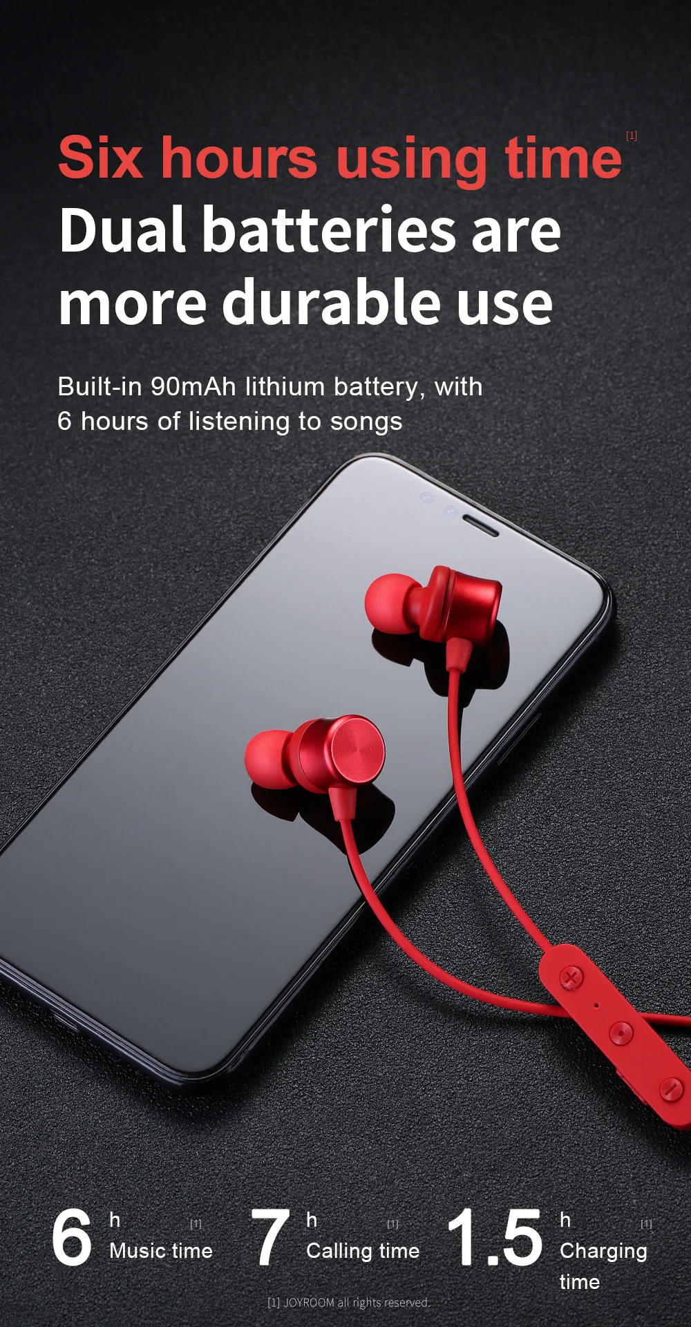 JOYROOM JR-D3S BT 4.2 Dual Battery Headset Sports Earphones Wireless - ANKUX.COM