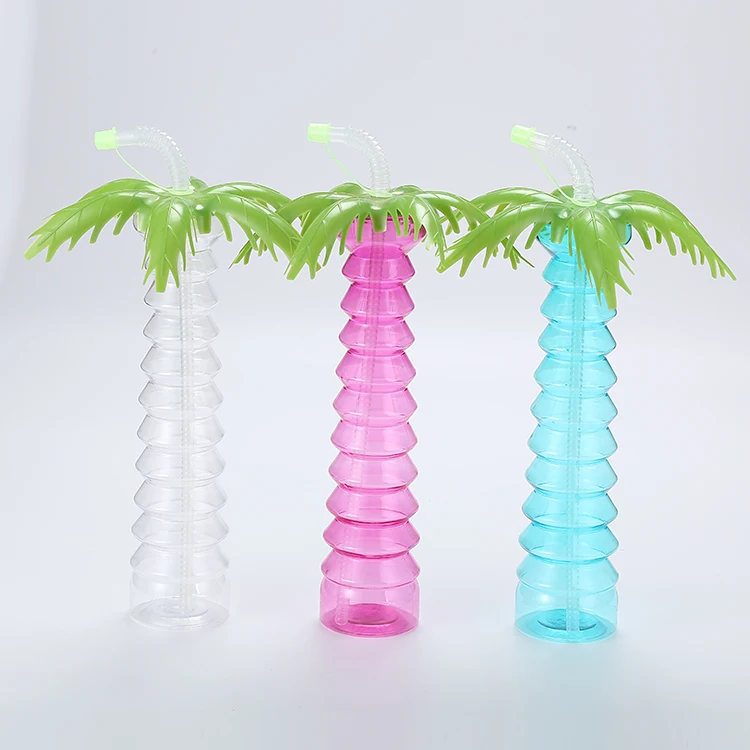 T090 Food grade creative coconut tree plastic straw bottles PET long neck drink bottle Straw cartoon cup
T090 Food grade creative coconut tree plastic straw bottles PET long neck drink bottle Straw cartoon cup