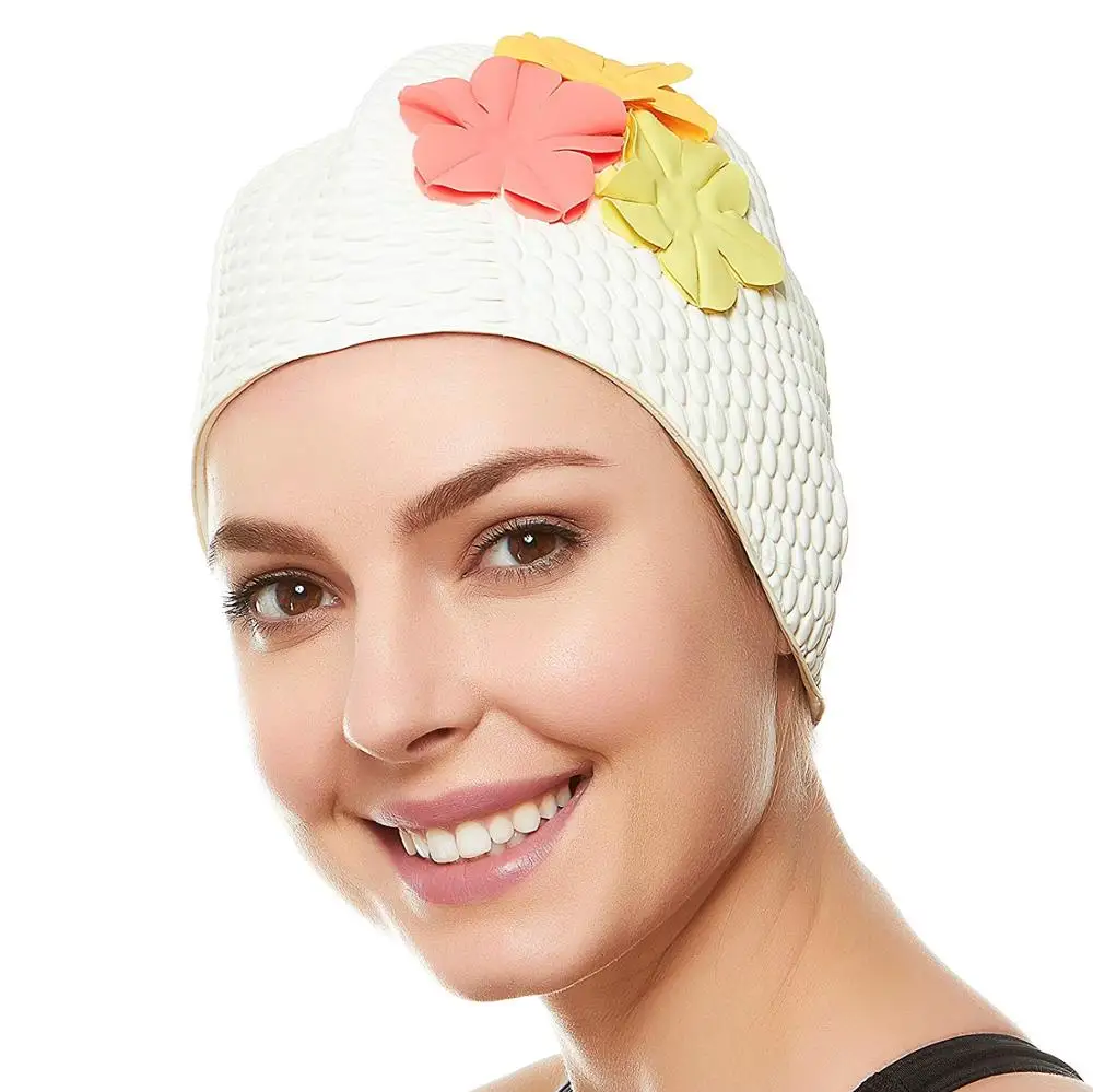 swim cap flowers