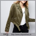 Latest Winter Coat Long Sleeve Zip Front Fastening Khaki Suedette Fashion Jacket
