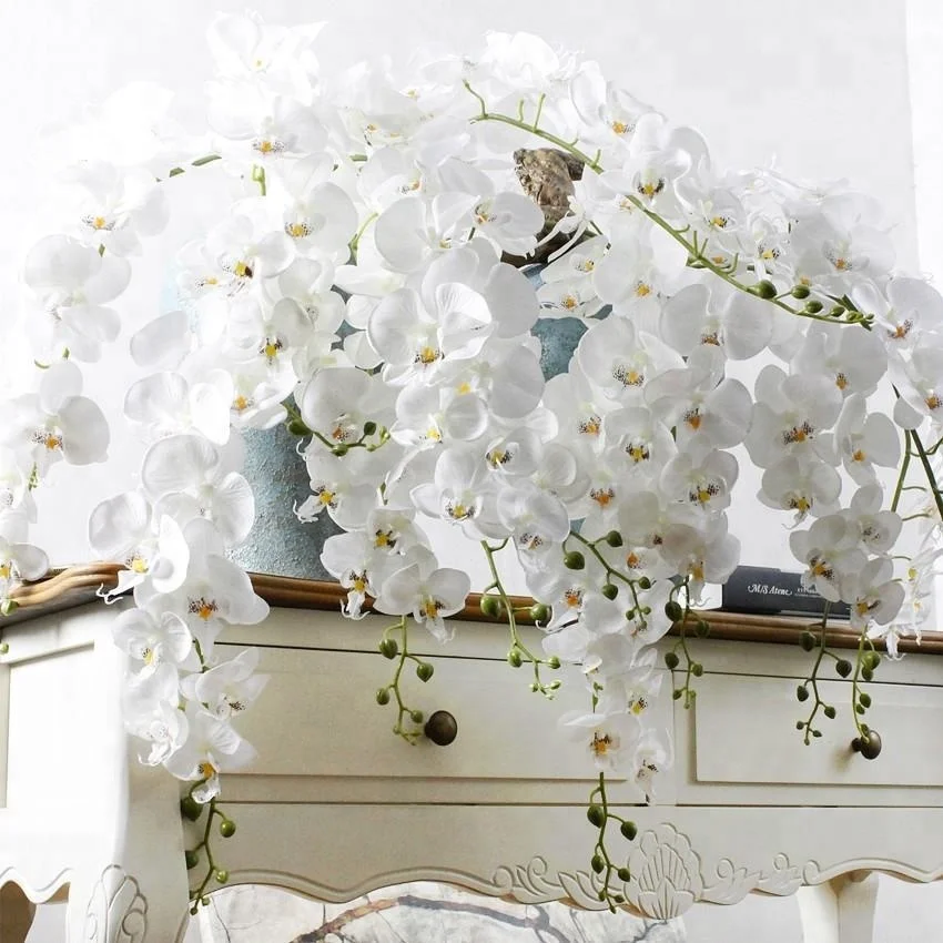 Beyaz renk kelebek orkide yapay çiçek düğün ve ev dekorasyon için