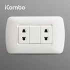 16A Universal Electric PC 2 Gang 2Pin Wall Socket With Power Outlet