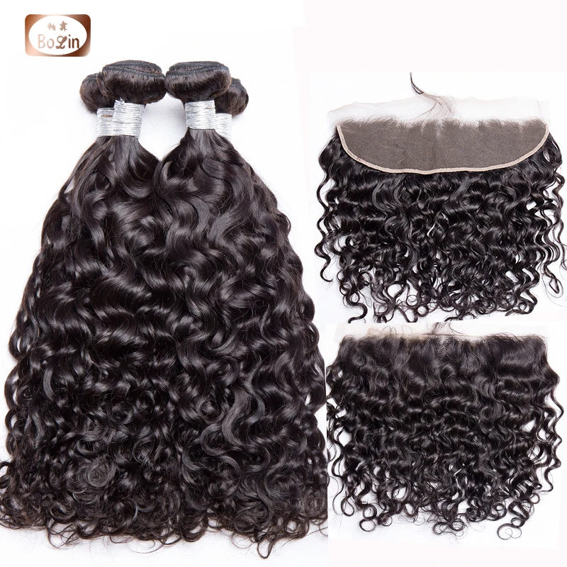 Peruvian Water Wave Hair Bundles with Frontal Closure Human Hair Bundles With Closure Remy Hair Weave Extensions
Peruvian Water Wave Hair Bundles with Frontal Closure Human Hair Bundles With Closure Remy Hair Weave Extensions