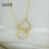 Customized 9K Yellow Gold With CZ Pendant Necklace
