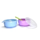 Reusable mini microwave Silicon silicone feeding baby food cover suction bowl with lid for kids