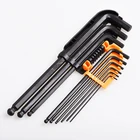 Small L hand tool black finish folding hex key set,foldable allen wrench set