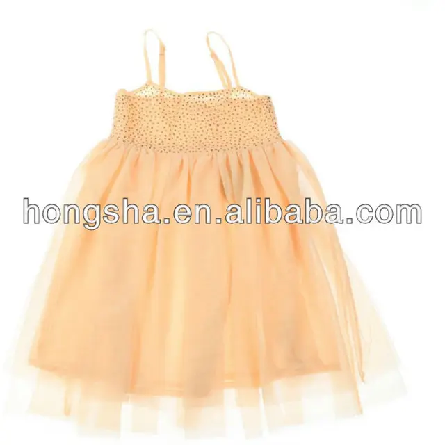 little girls pink diamante & tulle strap dress for children"