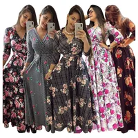 Clothes women v neck 3/4 sleeve plus size floral printed party long maxi dresses with belt
Clothes women v neck 3/4 sleeve plus size floral printed party long maxi dresses with belt