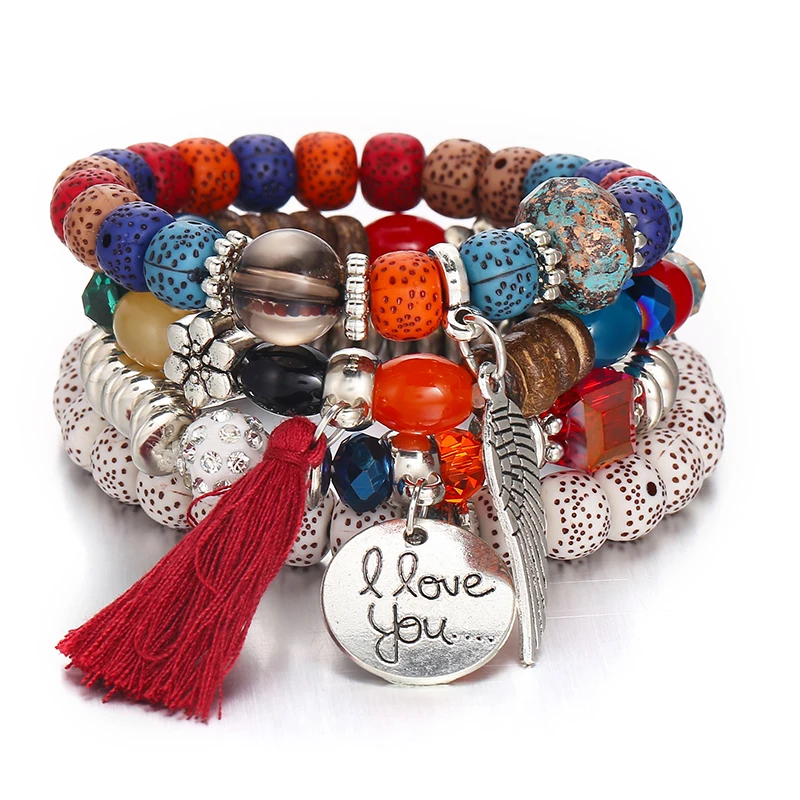 Fashion Vintage Multilayer Beads Bracelets Boho Handmade Charm Tassel Bracelets Set (KB8175), As picture
Fashion Vintage Multilayer Beads Bracelets Boho Handmade Charm Tassel Bracelets Set (KB8175), As picture