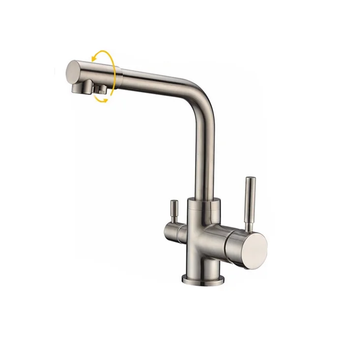 Deluxe Brushed Nickel Lead Free Mixer Taps Water Filter 3 Way