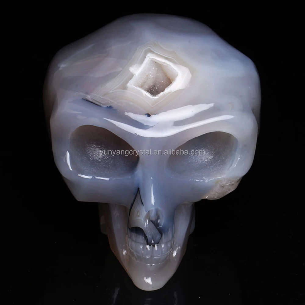 Natural Ágata aliens humano real do crânio de cristal