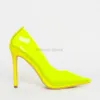 Neon yellow Elegant women slip-on high Heels clear Pumps Pointed Toe office ladies simple perspex Dress Shoes pvc pumps sandals