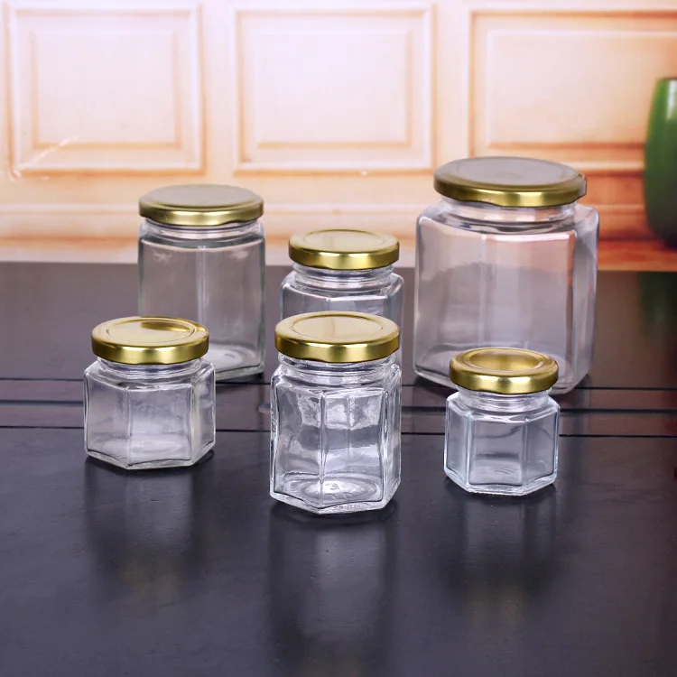 50ml 120ml hexagon honey jar cheap glass jars wholesale with factory price